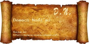 Demecs Noémi névjegykártya